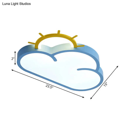 DecorBites™ Cloud Shade Kids Room LED Flush Mount Ceiling Light: Cartoon Style Blue/Pink Acrylic Fixture in Warm/White Light