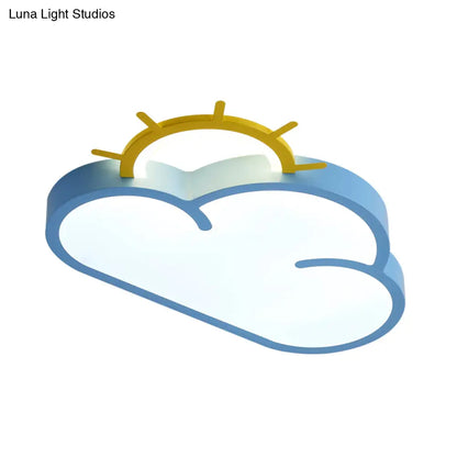 DecorBites™ Cloud Shade Kids Room LED Flush Mount Ceiling Light: Cartoon Style Blue/Pink Acrylic Fixture in Warm/White Light