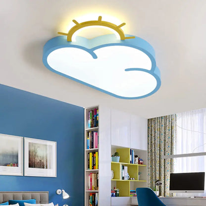 DecorBites™ Cloud Shade Kids Room LED Flush Mount Ceiling Light: Cartoon Style Blue/Pink Acrylic Fixture in Warm/White Light