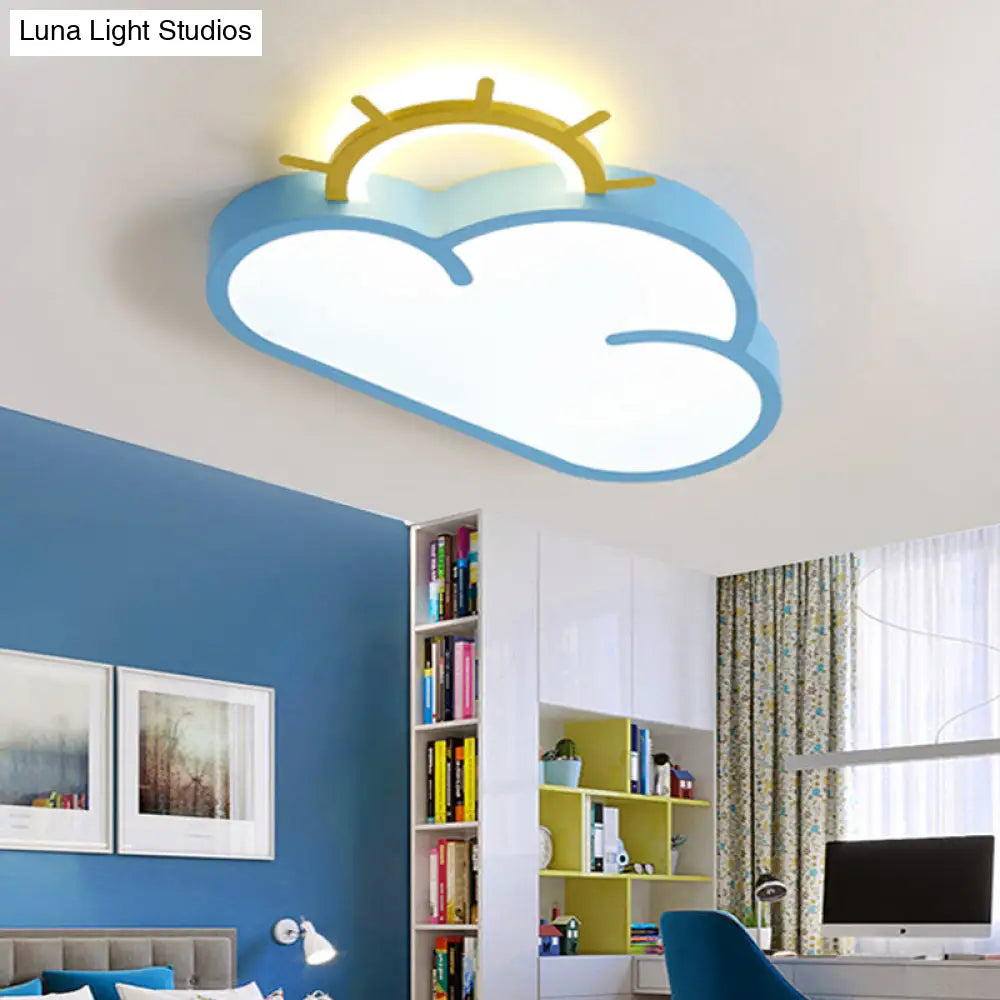 DecorBites™ Cloud Shade Kids Room LED Flush Mount Ceiling Light: Cartoon Style Blue/Pink Acrylic Fixture in Warm/White Light