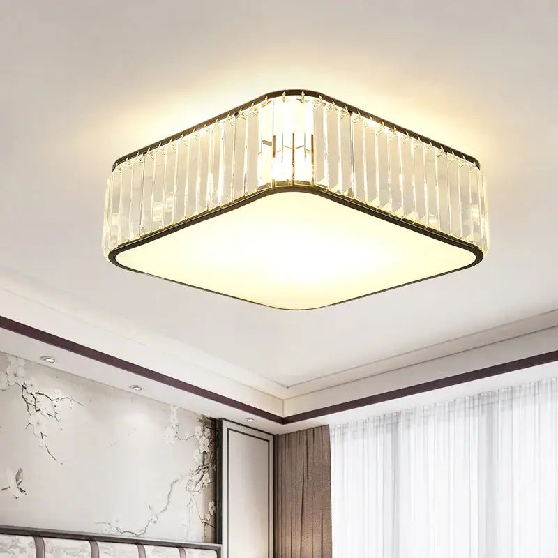 Cloud shaped gold crystal zen ceiling light with clear crystal bars and black metal frame for living room decorbites ceiling light