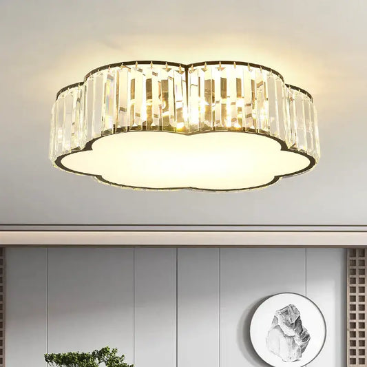 Cloud shaped gold crystal zen ceiling light with clear crystal accents for living room decorbites ceiling light