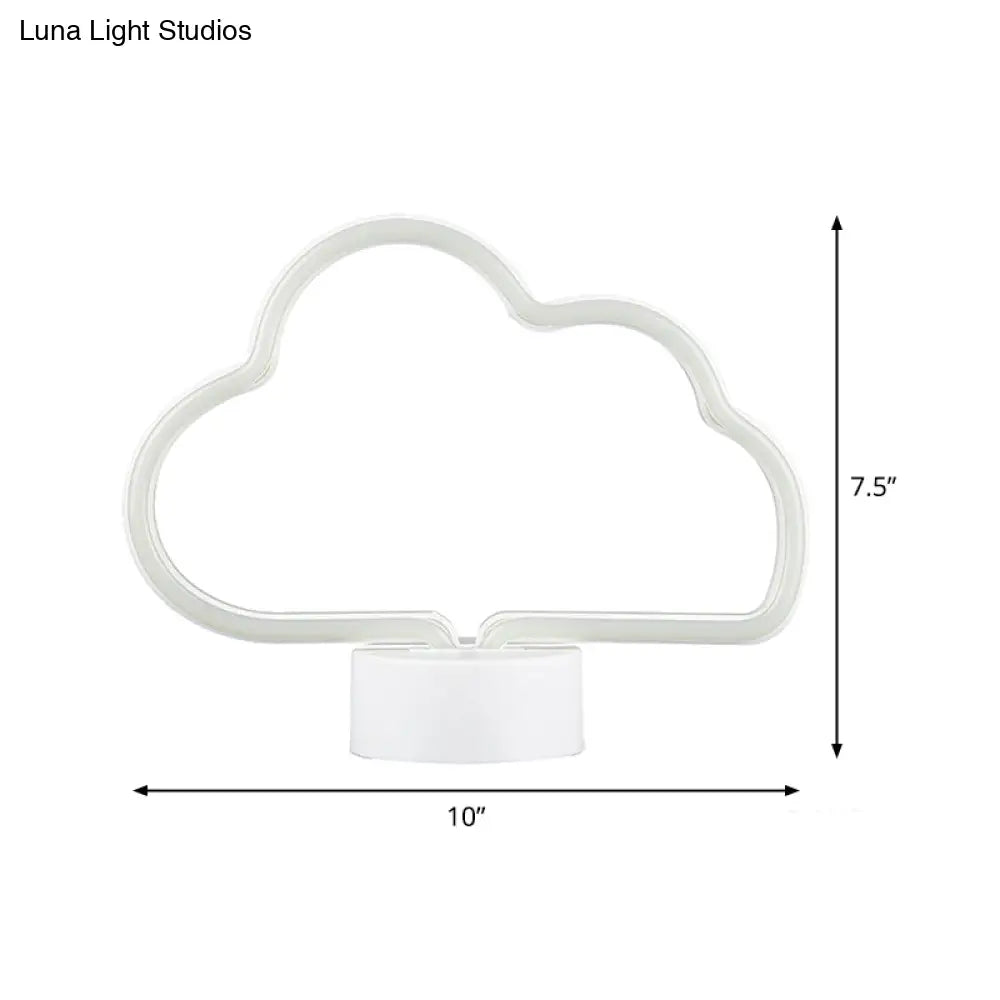 Lámpara de noche LED con forma de nube - Funciona con pilas, de plástico blanco