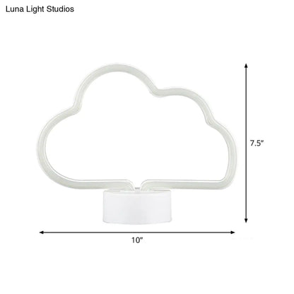 Lámpara de noche LED con forma de nube - Funciona con pilas, de plástico blanco