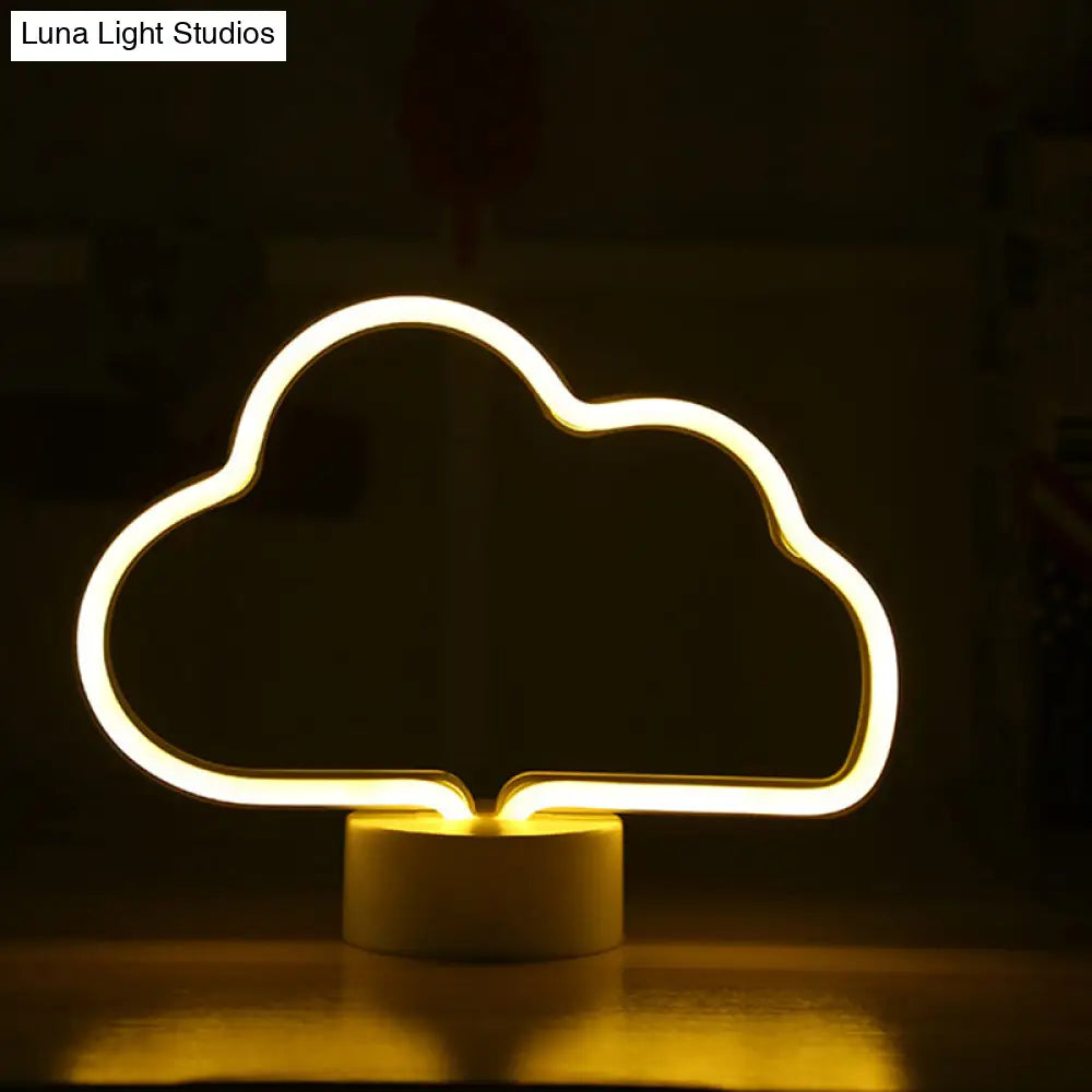 Lámpara de noche LED con forma de nube - Funciona con pilas, de plástico blanco