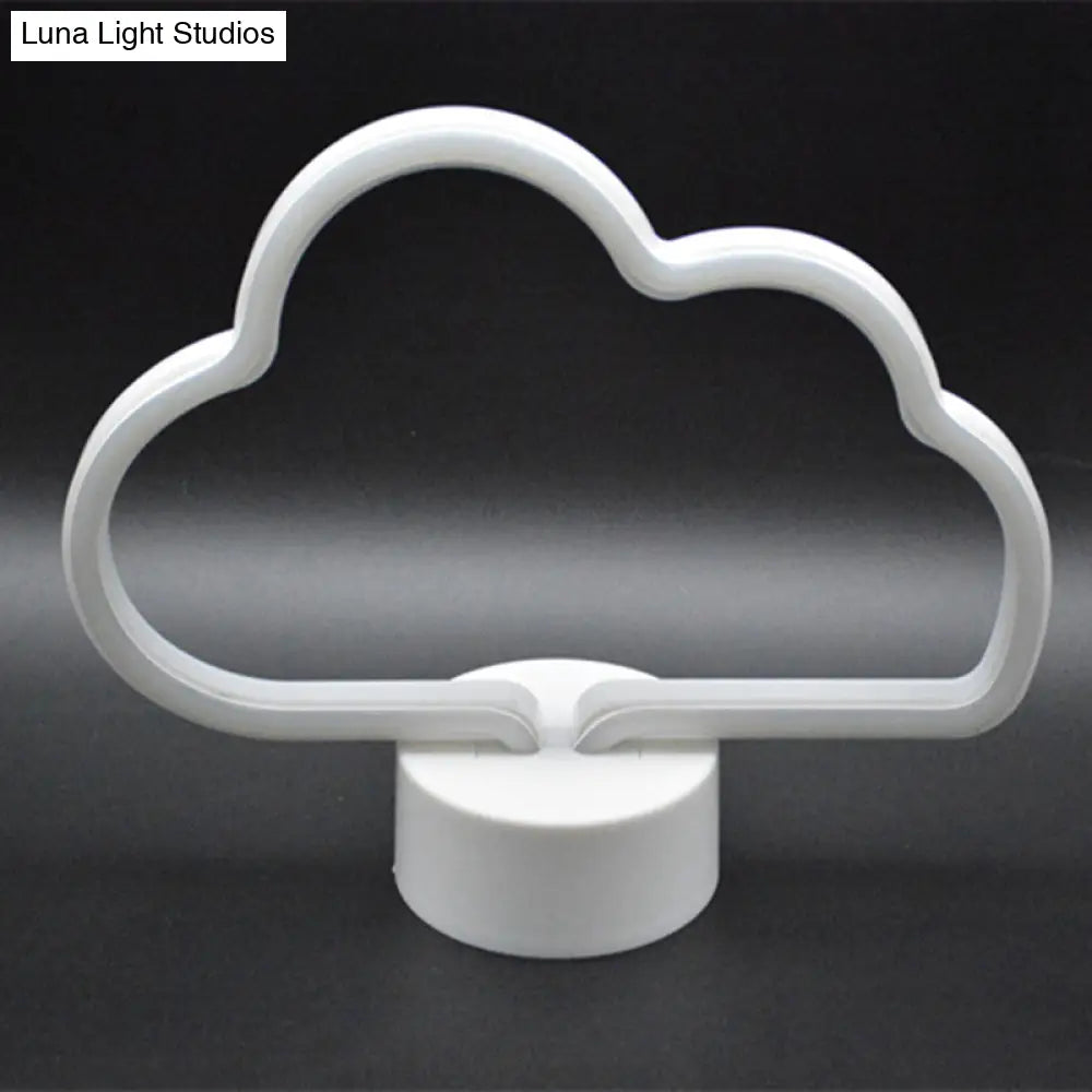 Lámpara de noche LED con forma de nube - Funciona con pilas, de plástico blanco