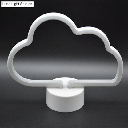 Lámpara de noche LED con forma de nube - Funciona con pilas, de plástico blanco