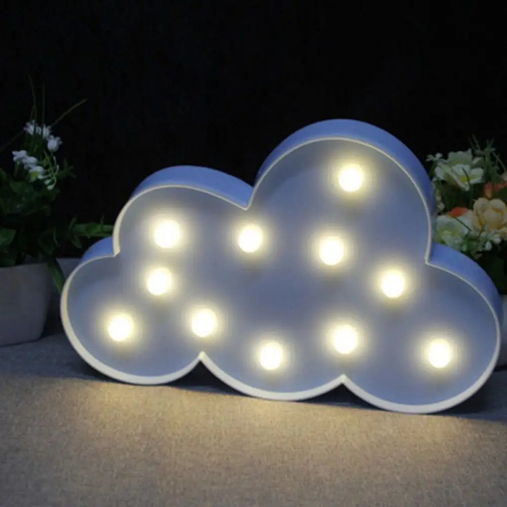 Lámpara de noche LED con forma de nube para dormitorio infantil - Iluminación de plástico a pilas