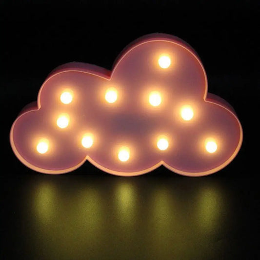 Lámpara de noche LED con forma de nube para dormitorio infantil - Iluminación de plástico a pilas