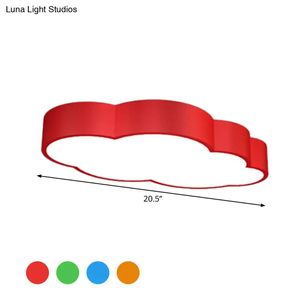 DecorBites™ DecorBites™ Cloud Shaped Nursery Ceiling Lamp Acrylic 18"/20.5" Wide LED Cartoon Flush Mount Lighting Fixture in Red/Yellow/Blue