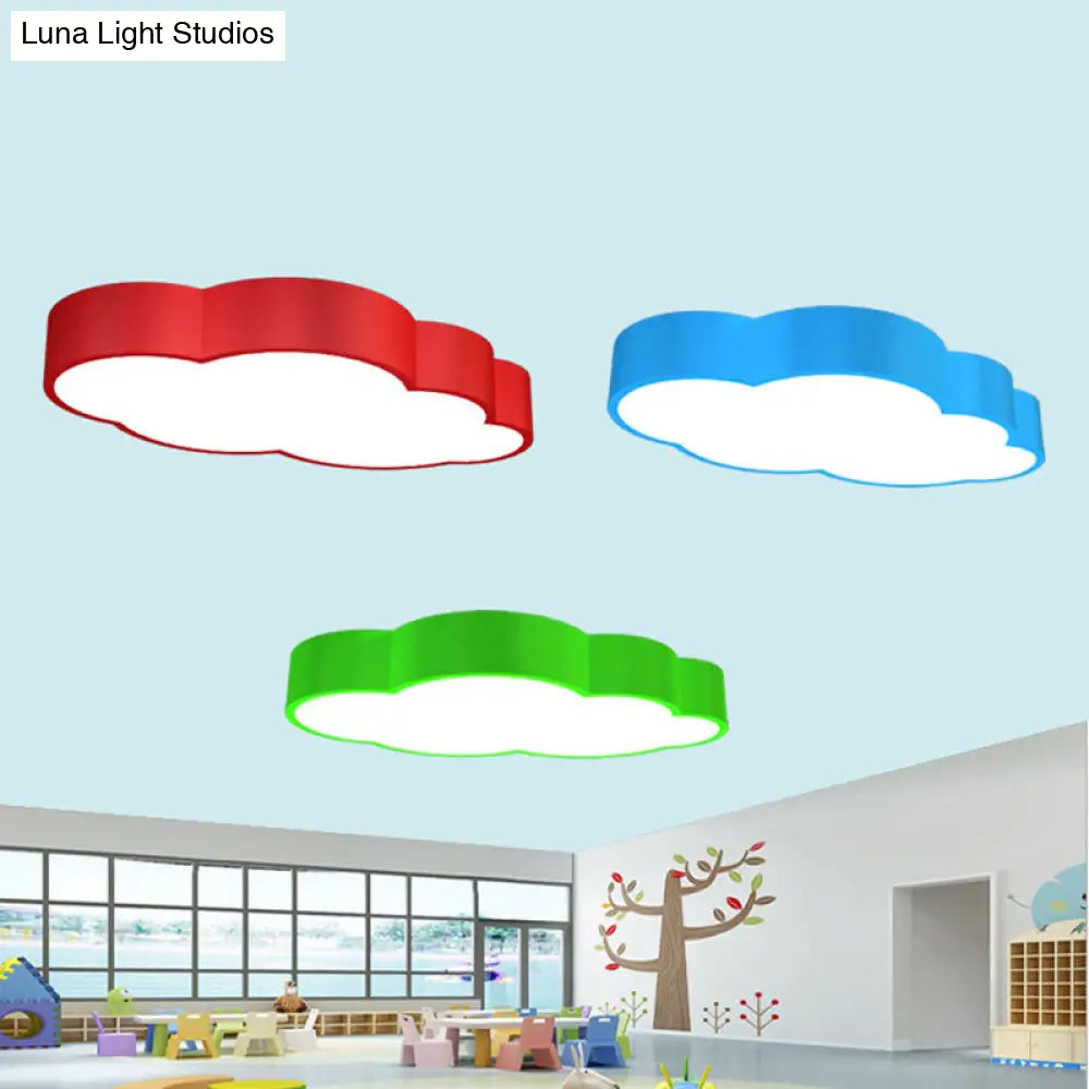 DecorBites™ DecorBites™ Cloud Shaped Nursery Ceiling Lamp Acrylic LED Cartoon Flush Mount Lighting Fixture in Red/Yellow/Blue