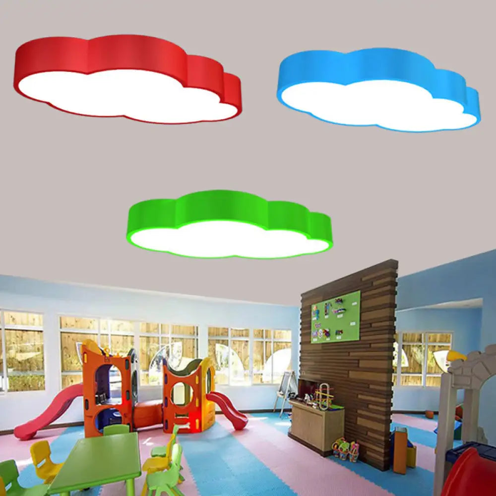 DecorBites™ DecorBites™ Cloud Shaped Nursery Ceiling Lamp Acrylic LED Cartoon Flush Mount Lighting Fixture in Red/Yellow/Blue