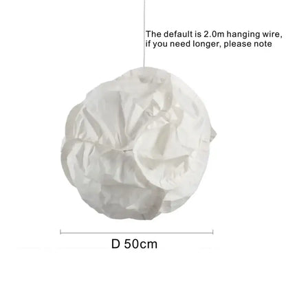 Cloud white pendant light made of organic rice paper with 50cm diameter and 2.0m hanging wire by decorbites cloud white