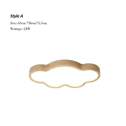 Minimalist cloud wood ceiling light with natural wood finish and warm white center for children’s room decorbites cloud wood