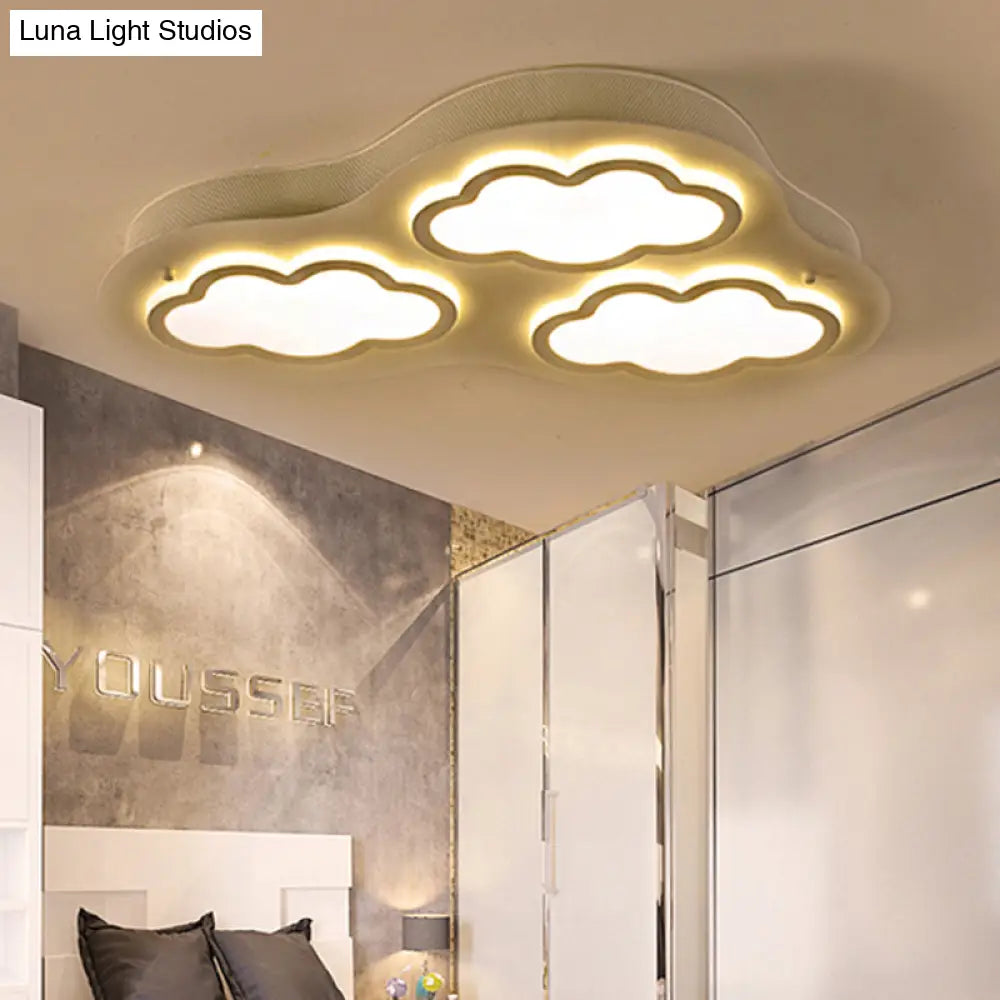 DecorBites™ Cloudy Cartoon LED Ceiling Light for Kindergarten in White Acrylic Flush Mount