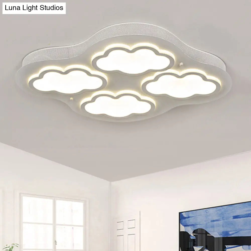 DecorBites™ Cloudy Cartoon LED Ceiling Light for Kindergarten in White Acrylic Flush Mount