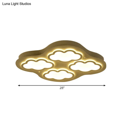 DecorBites™ Cloudy Cartoon LED Ceiling Light for Kindergarten in White Acrylic Flush Mount