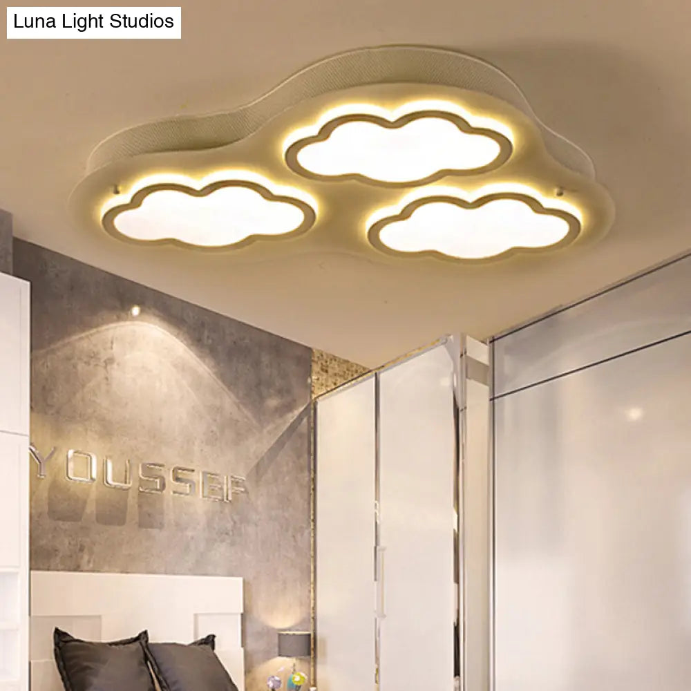 DecorBites™ Cloudy Cartoon LED Ceiling Light for Kindergarten in White Acrylic Flush Mount