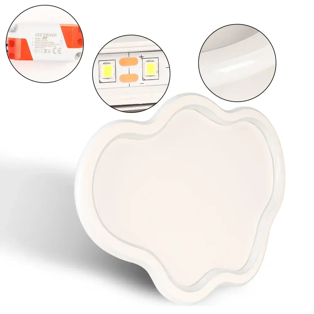 Cloudy white kids ceiling lamp by decorbites with a white cloud-shaped led light fixture and integrated circuit board