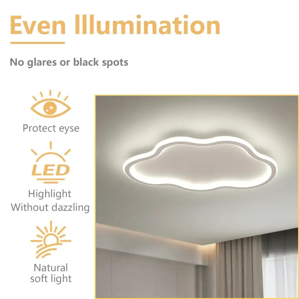 A modern cloudy white kids ceiling lamp with a sleek white frame and soft even illumination by decorbites