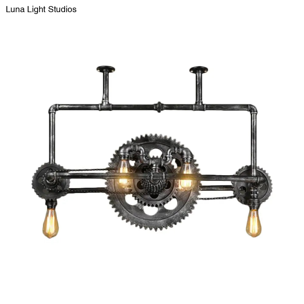 Lámpara colgante DecorBites™ Coastal de 6 luces con diseño de engranajes en color gris plateado