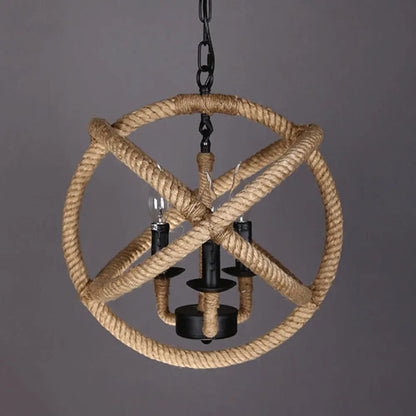 Lámparas colgantes negras de estilo costero con envoltura de cuerda: elegantes aros para candelabros de vela