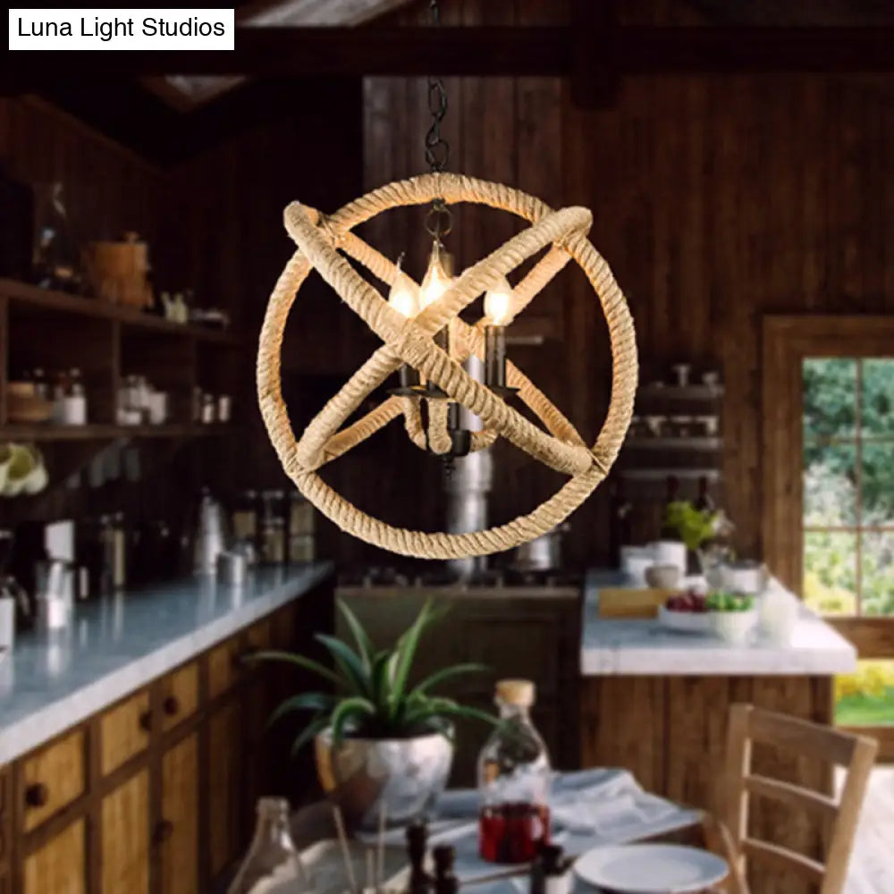 Lámparas colgantes negras de estilo costero con envoltura de cuerda: elegantes aros para candelabros de vela