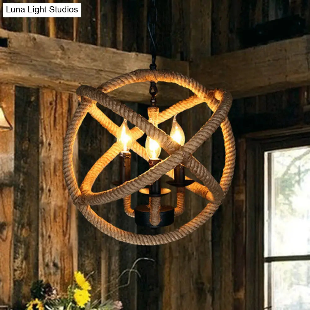 Lámparas colgantes negras de estilo costero con envoltura de cuerda: elegantes aros para candelabros de vela