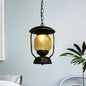 Coastal Brass/Bronze Metal Hanging Pendant Light with Yellow Glass - Kerosene Corridor Ceiling Lighting Fixture