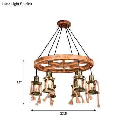Lámpara colgante de metal color bronce costero de 6 luces: Lámpara colgante de queroseno para sala de estar
