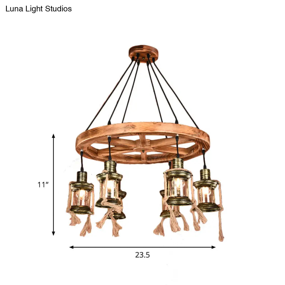 Lámpara colgante de metal color bronce costero de 6 luces: Lámpara colgante de queroseno para sala de estar