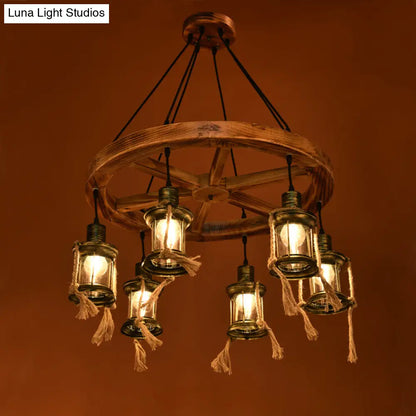Lámpara colgante de metal color bronce costero de 6 luces: Lámpara colgante de queroseno para sala de estar