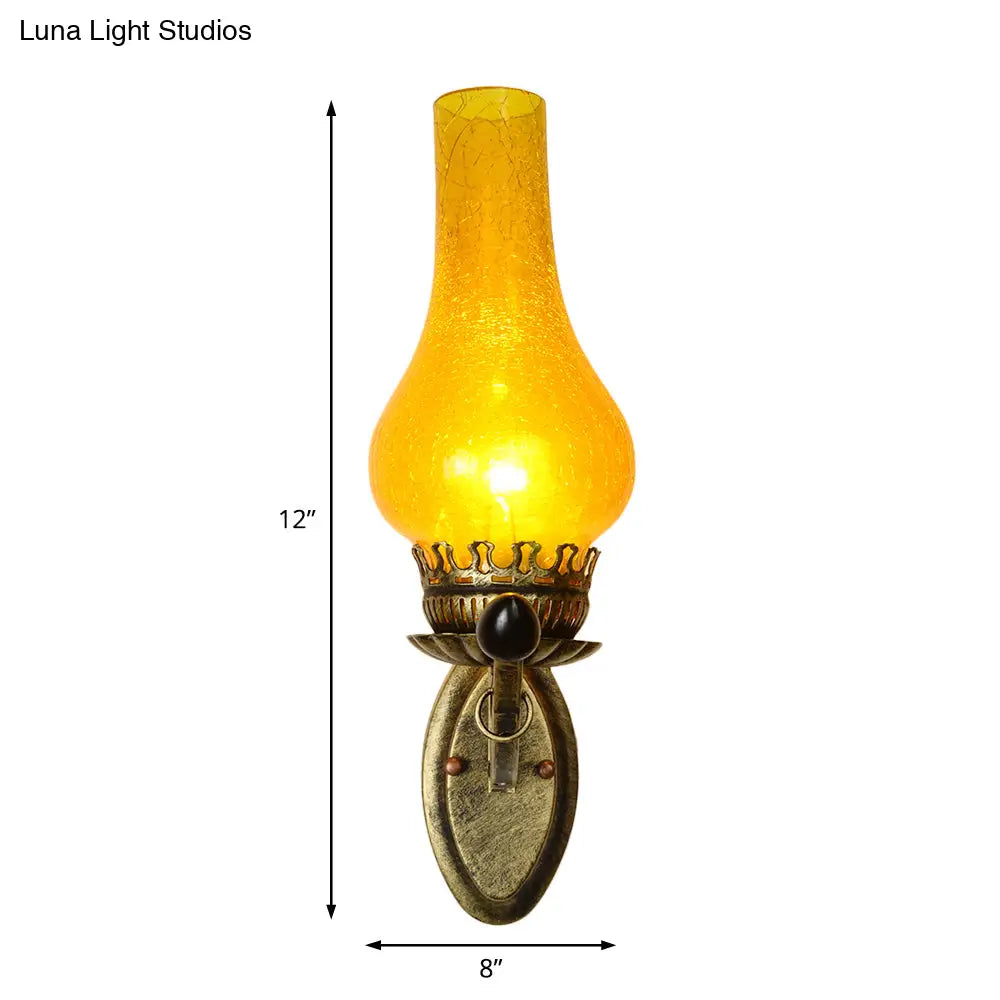 DecorBites™ Coastal Candle Wall Sconce Light - Yellow Crackle Glass, Bronze Finish
