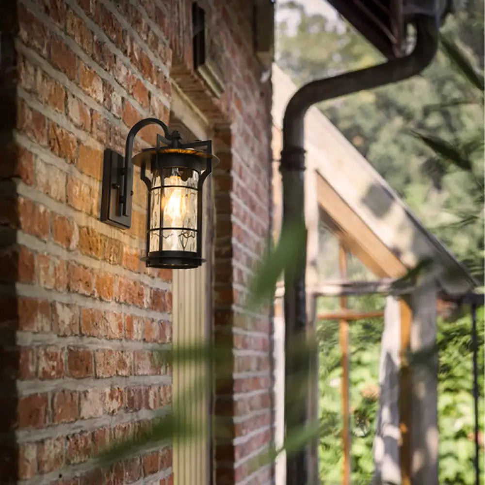 Coastal Clear Glass Iron Cage Wall Sconce Light - Square/Rectangle Design