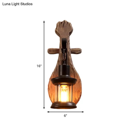 Coastal Clear Glass Lantern Wall Sconce with Spoon: Stylish Dining Room Lighting Fixture