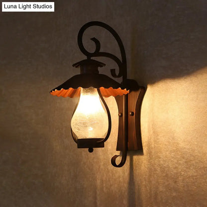 Lámpara de pared tipo farol de cristal craquelado costero con portalámparas transparente