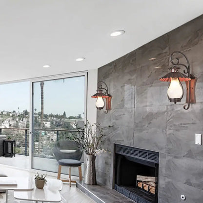 Lámpara de pared tipo farol de cristal craquelado costero con portalámparas transparente