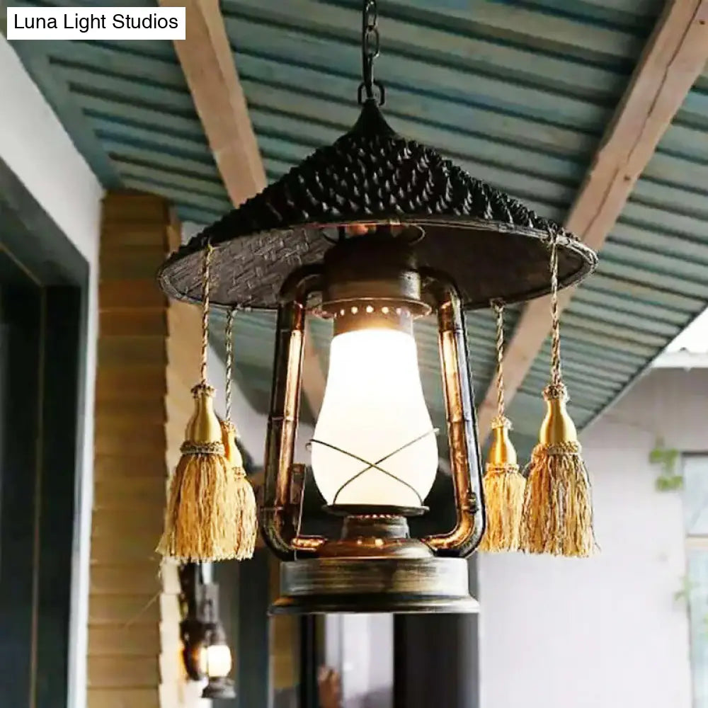 Coastal Lantern Pendant Lamp - Bronze Metal, Pendulum Style