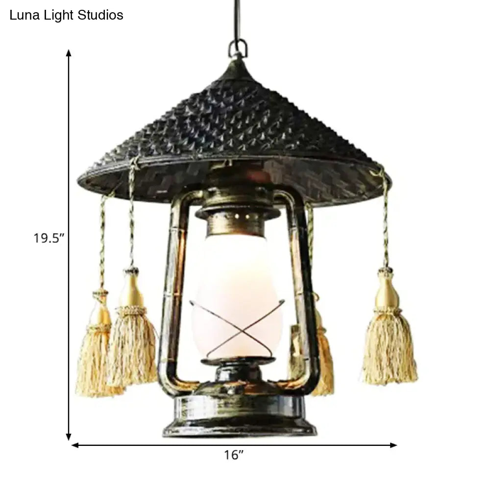 Coastal Lantern Pendant Lamp - Bronze Metal, Pendulum Style