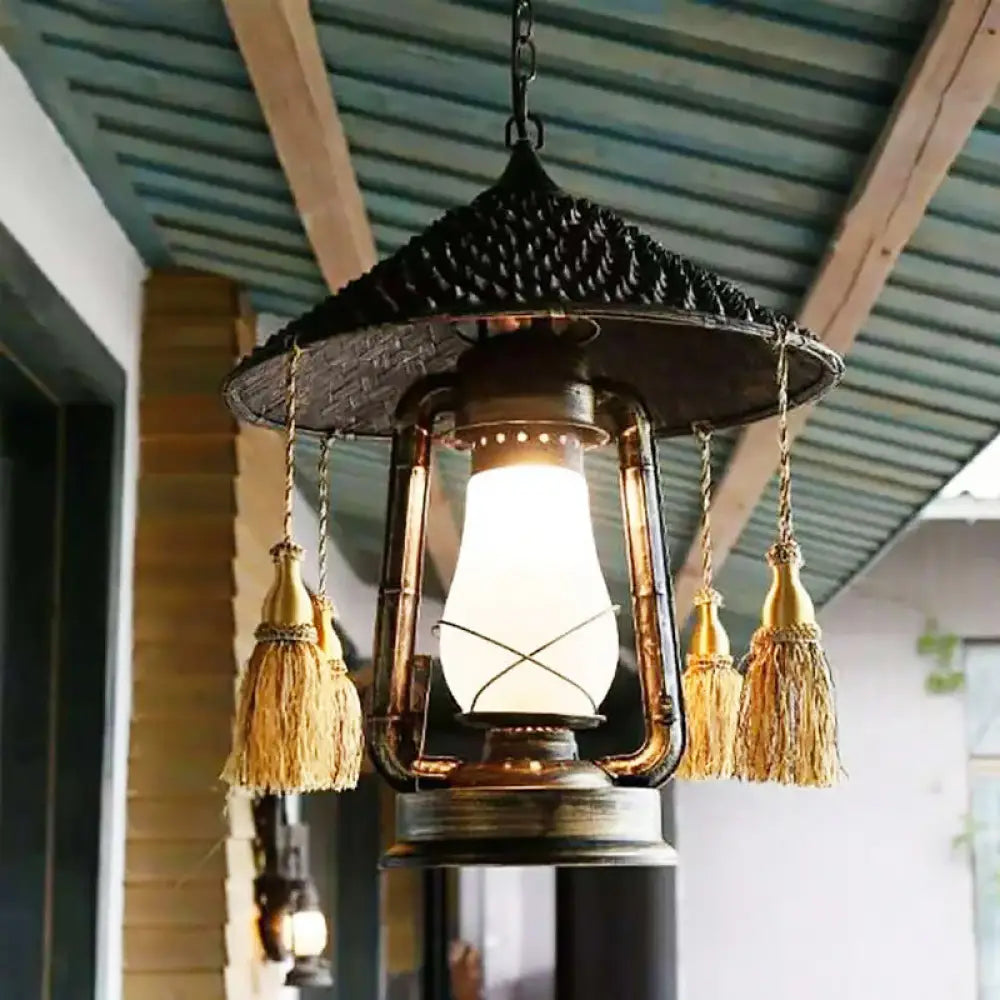 Coastal Lantern Pendant Lamp - Bronze Metal, Pendulum Style