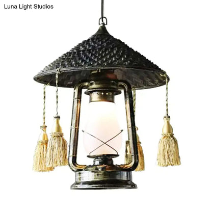 Coastal Lantern Pendant Lamp - Bronze Metal, Pendulum Style