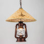 Coastal Lantern Pendant Lamp: Clear Glass Hanging Light Fixture with Bamboo Top