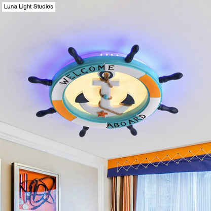 DecorBites™ Coastal LED Acrylic Ceiling Flush Lamp in White/Orange/Blue for Bedroom