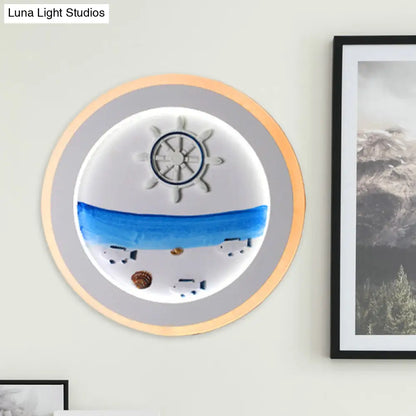 DecorBites™ DecorBites™ Coastal Scenery LED Round Wall Lamp: White Acrylic Decor for Bedroom