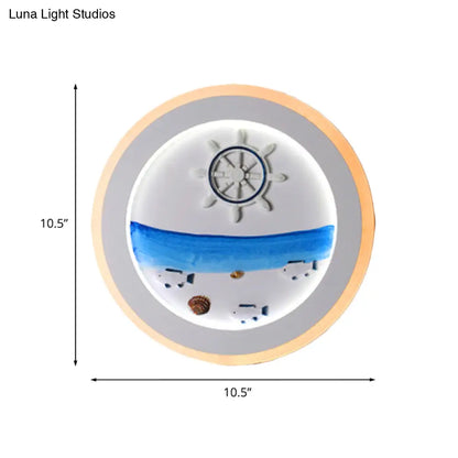 DecorBites™ DecorBites™ Coastal Scenery LED Round Wall Lamp: White Acrylic Decor for Bedroom