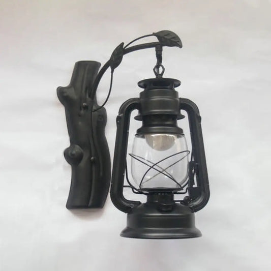 Aplique de pared estilo costero con pantalla de cristal transparente: Lámpara de 1 luz en negro/bronce/cobre para sala de estar