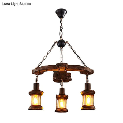 Coastal Wood Anchor Pendant Light in Beige for Coffee Shops