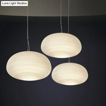 DecorBites™ Cocoon Pendant Ceiling Light Post Modern Ribbed Glass 1 Light White Hanging Light