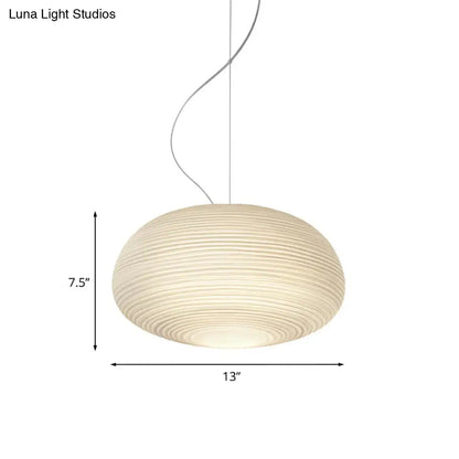 DecorBites™ Cocoon Pendant Ceiling Light Post Modern Ribbed Glass 1 Light White Hanging Light