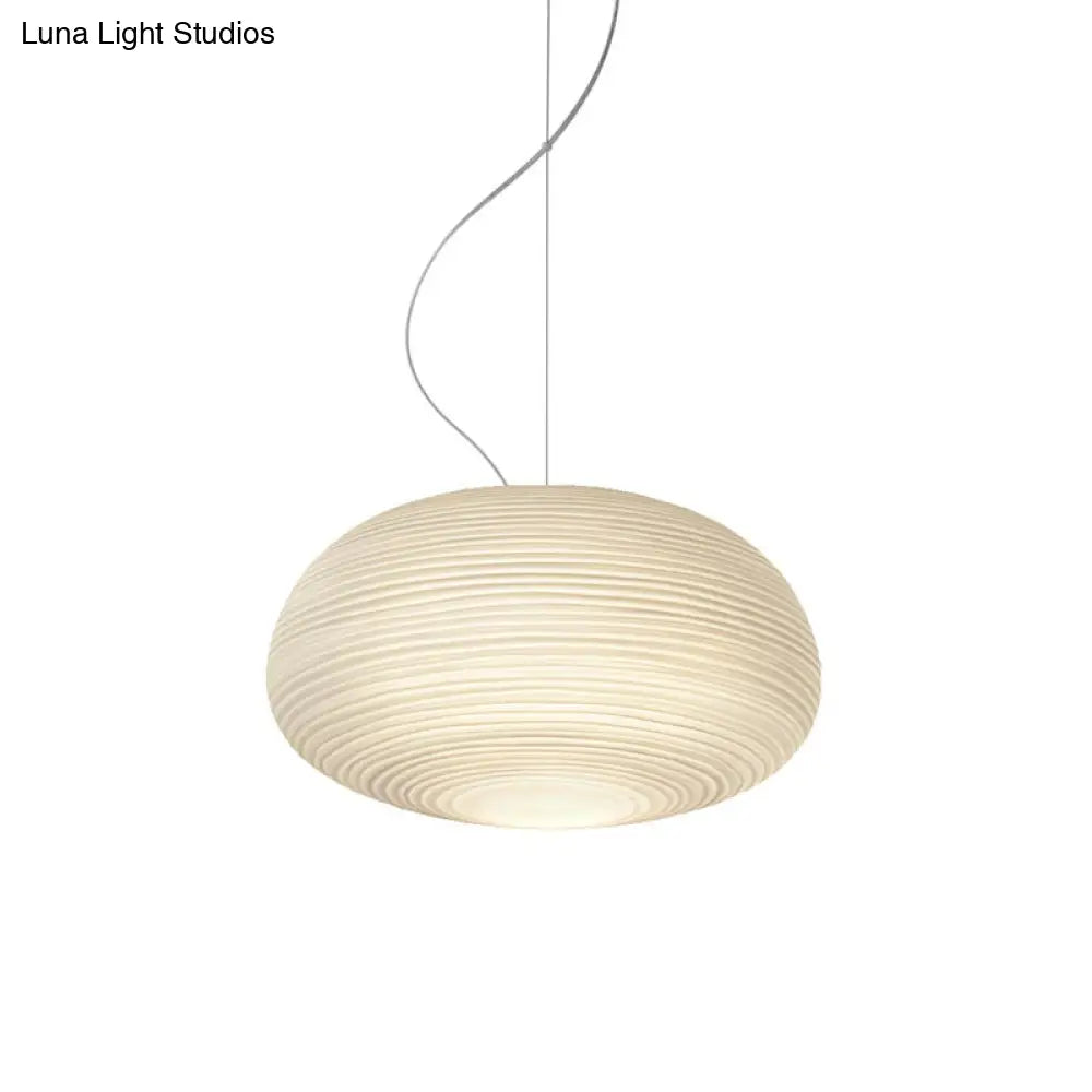 DecorBites™ Cocoon Pendant Ceiling Light Post Modern Ribbed Glass 1 Light White Hanging Light